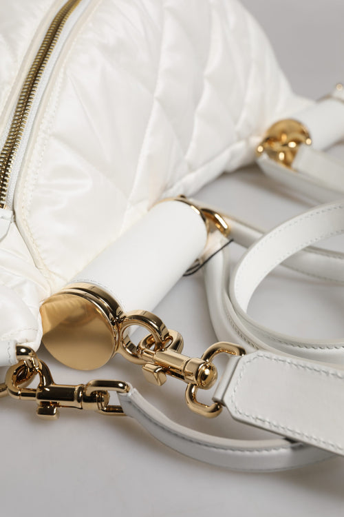 Dolce & Gabbana White Quilted Logo Plaque Belt Waist Fanny Pack Bag - ClickThatClicks 