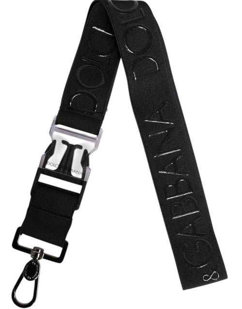 Dolce & Gabbana Black Stretch Polyester Rubberised DG Logo Keychain - ClickThatClicks 