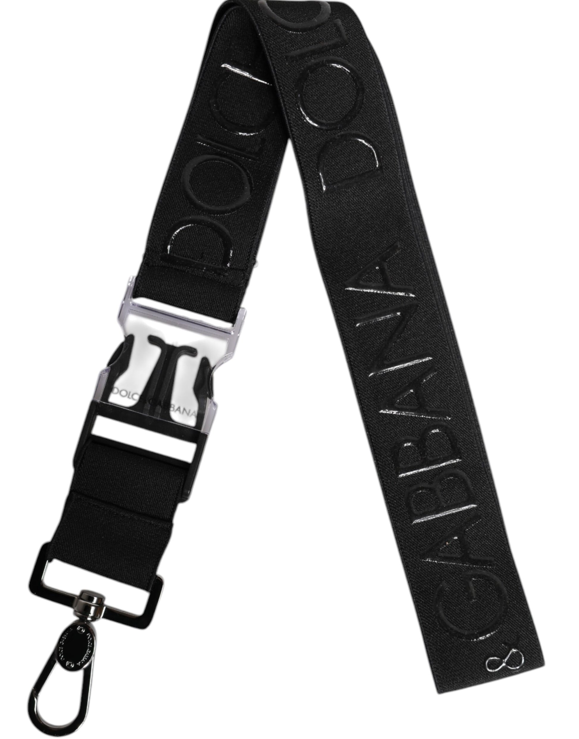 Dolce & Gabbana Black Stretch Polyester Rubberised DG Logo Keychain - ClickThatClicks 