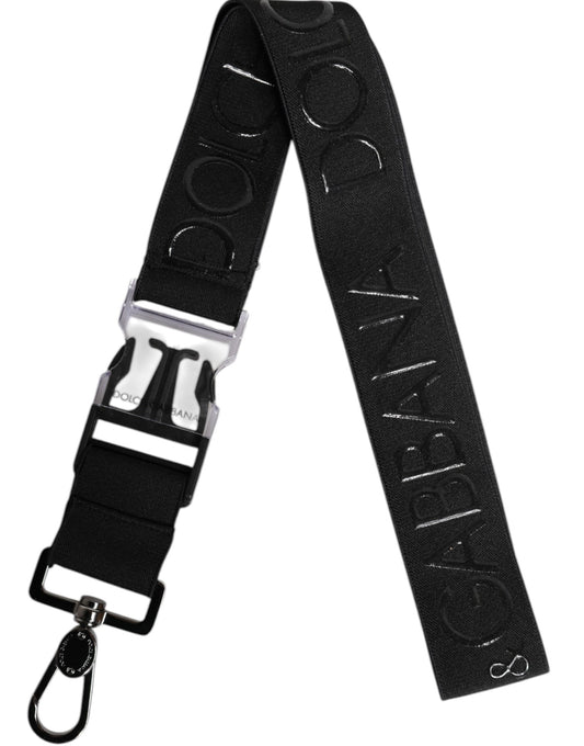 Dolce & Gabbana Black Stretch Polyester Rubberised DG Logo Keychain - ClickThatClicks 