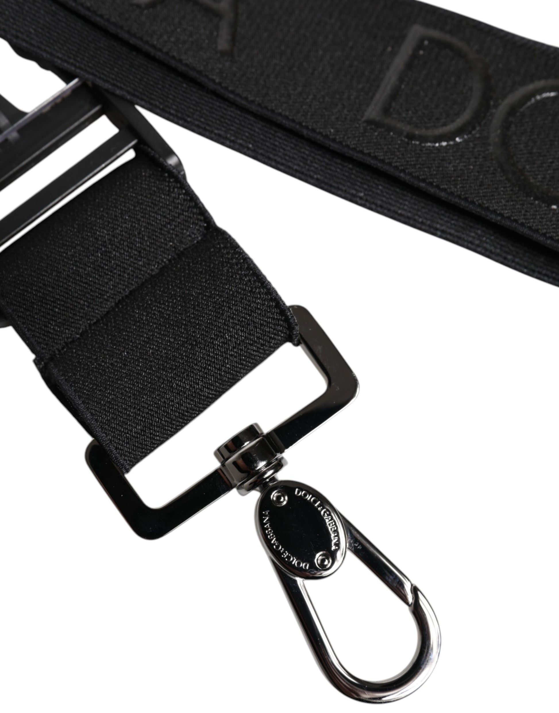 Dolce & Gabbana Black Stretch Polyester Rubberised DG Logo Keychain - ClickThatClicks 