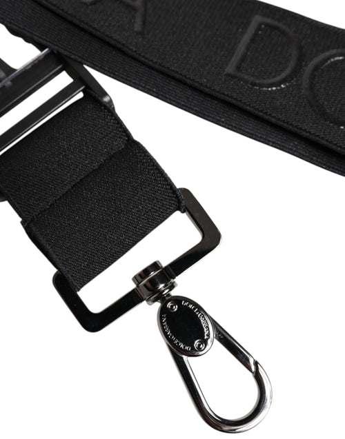 Dolce & Gabbana Black Stretch Polyester Rubberised DG Logo Keychain - ClickThatClicks 