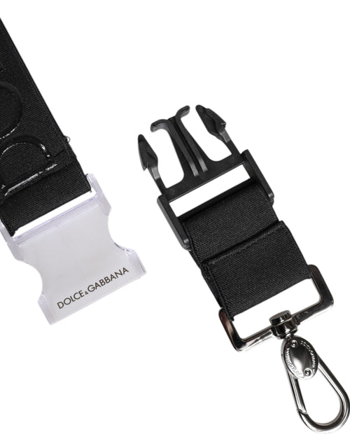 Dolce & Gabbana Black Stretch Polyester Rubberised DG Logo Keychain - ClickThatClicks 