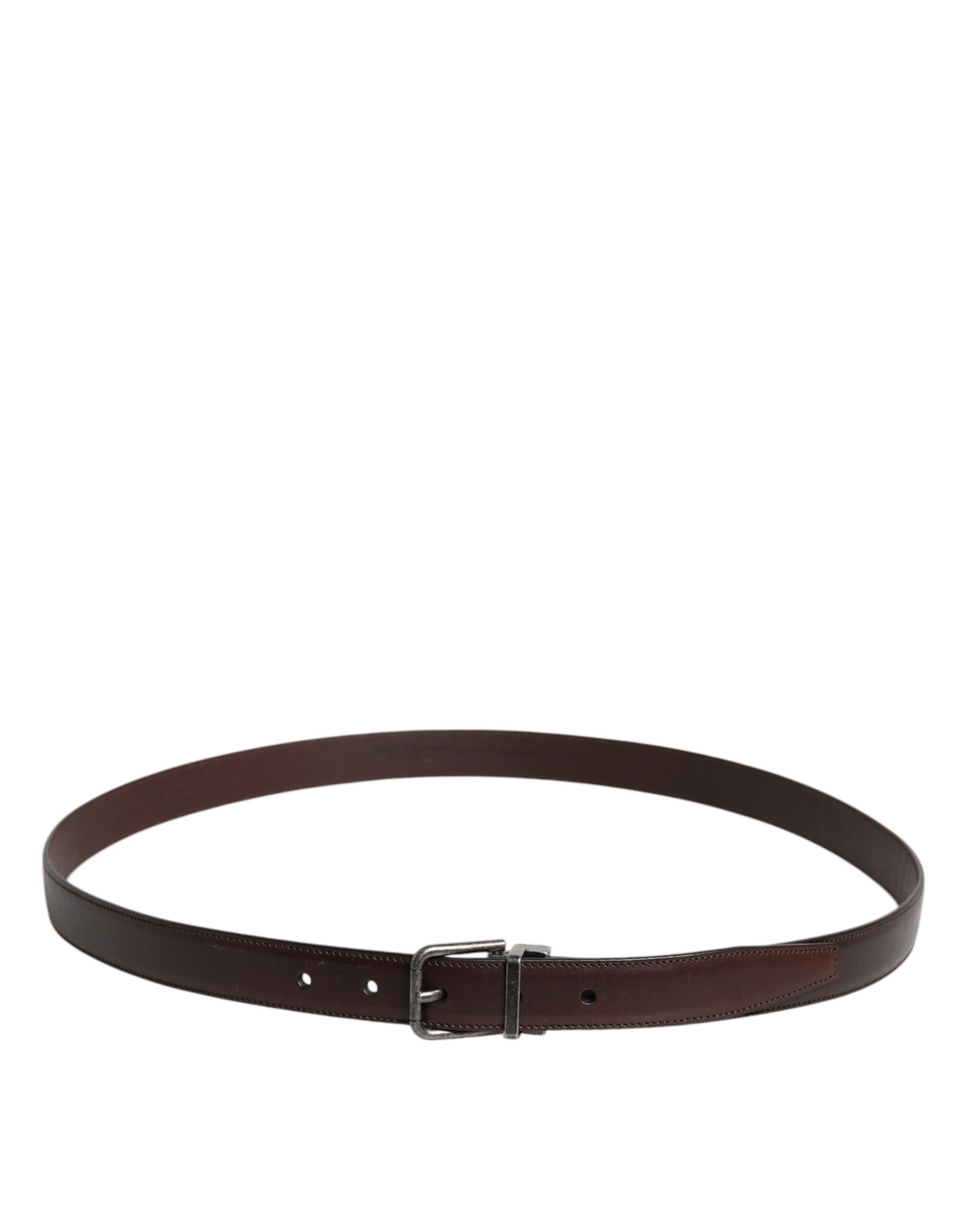Dolce & Gabbana Brown Leather Silver Metal Buckle Belt - ClickThatClicks 