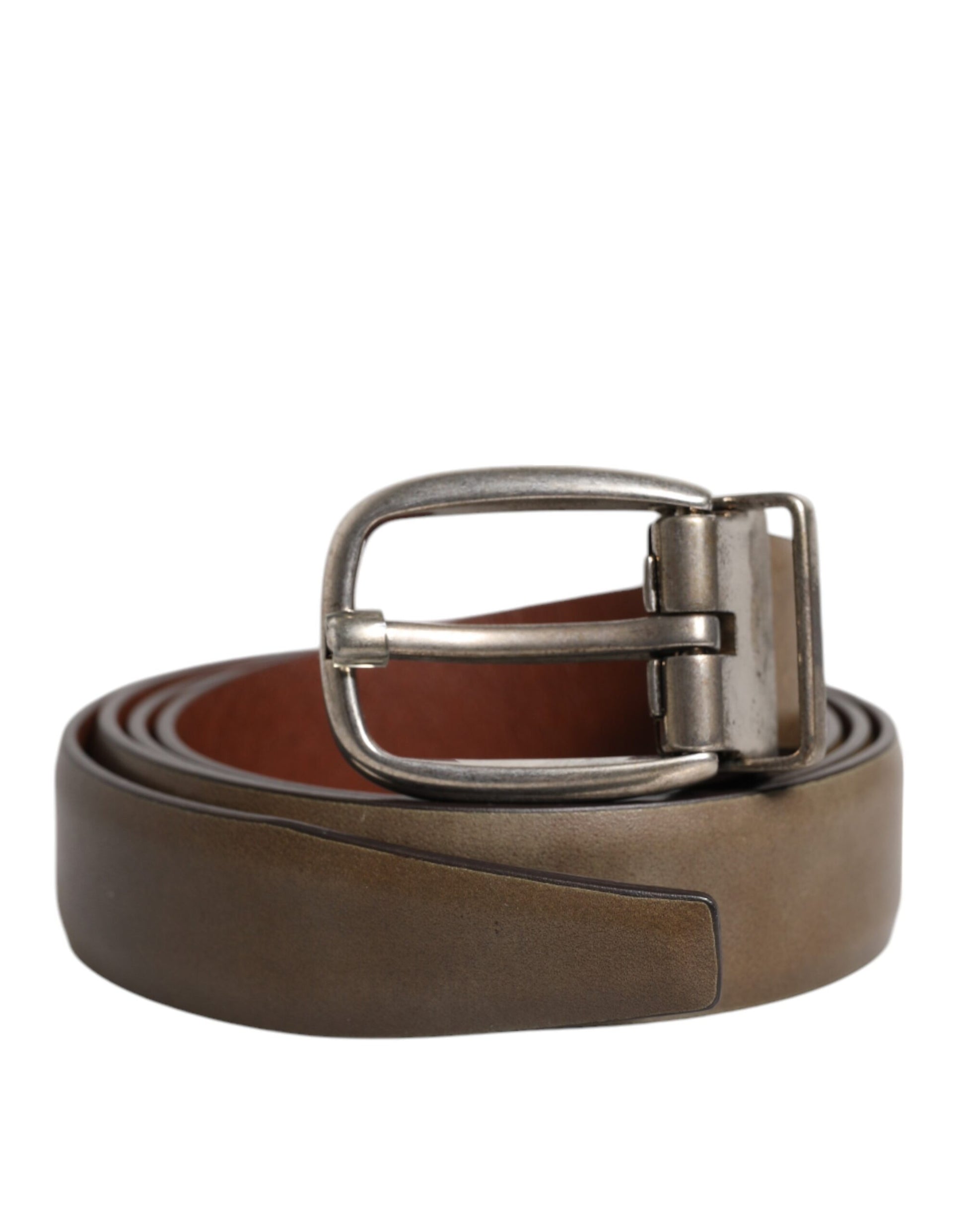 Dolce & Gabbana Brown Leather Classic Metal Logo Buckle Belt - ClickThatClicks 