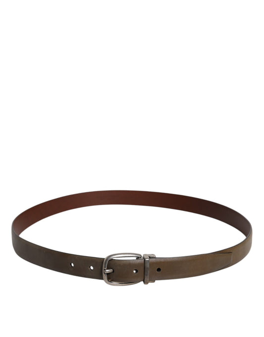 Dolce & Gabbana Brown Leather Classic Metal Logo Buckle Belt - ClickThatClicks 