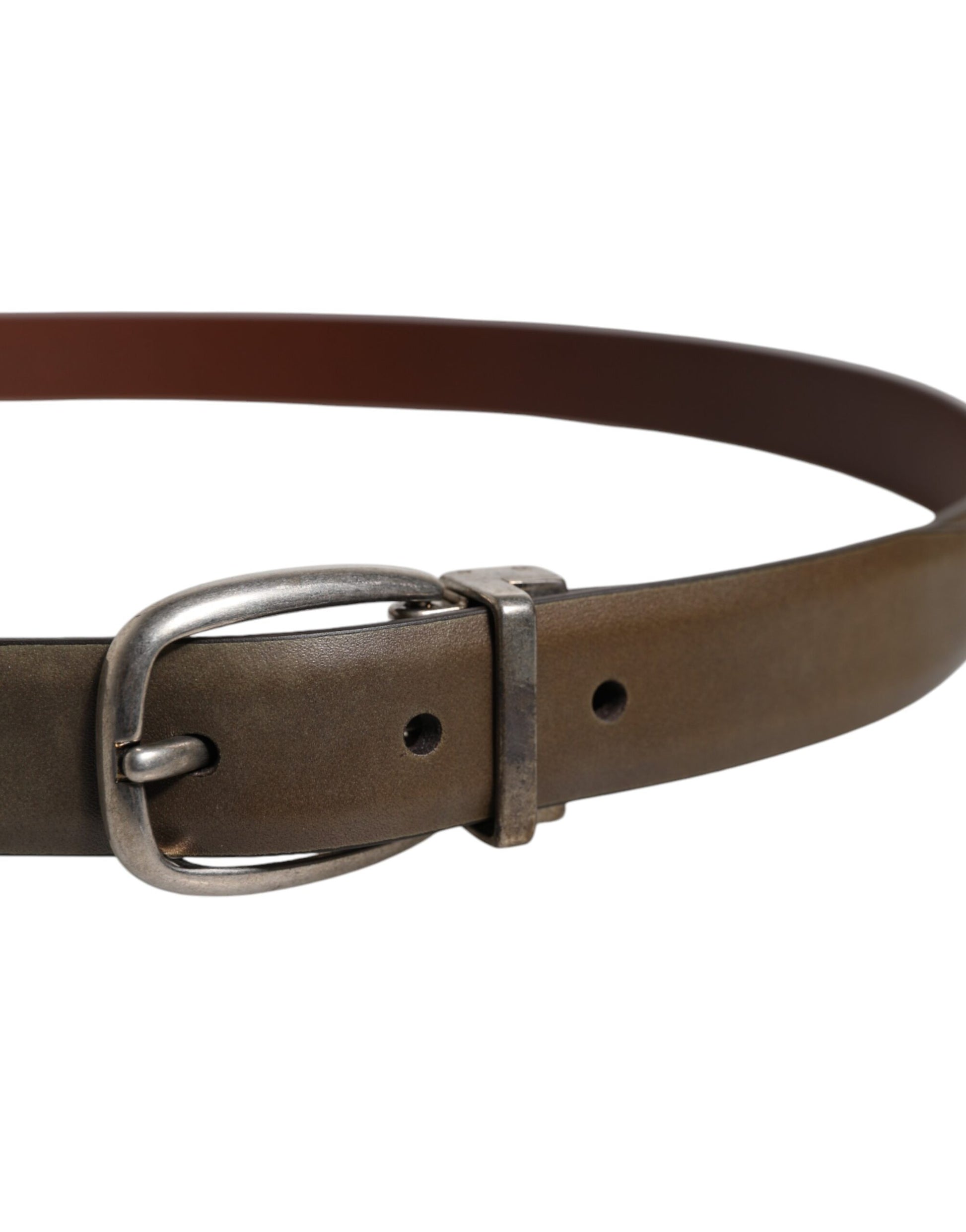 Dolce & Gabbana Brown Leather Classic Metal Logo Buckle Belt - ClickThatClicks 