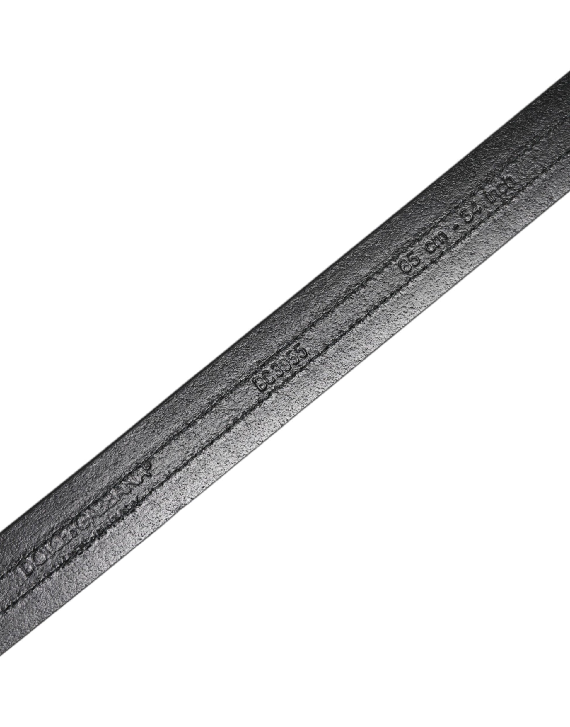 Dolce & Gabbana Black Burgundy Calfskin Metal Logo Buckle Belt - ClickThatClicks 