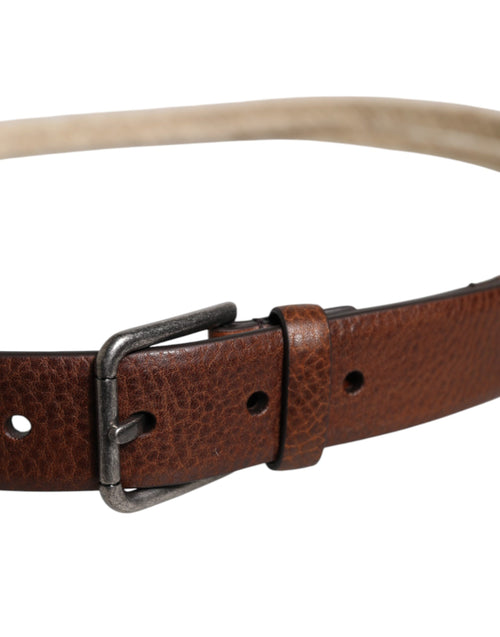 Dolce & Gabbana Brown Jute Leather Woven Metal Buckle Belt - ClickThatClicks 