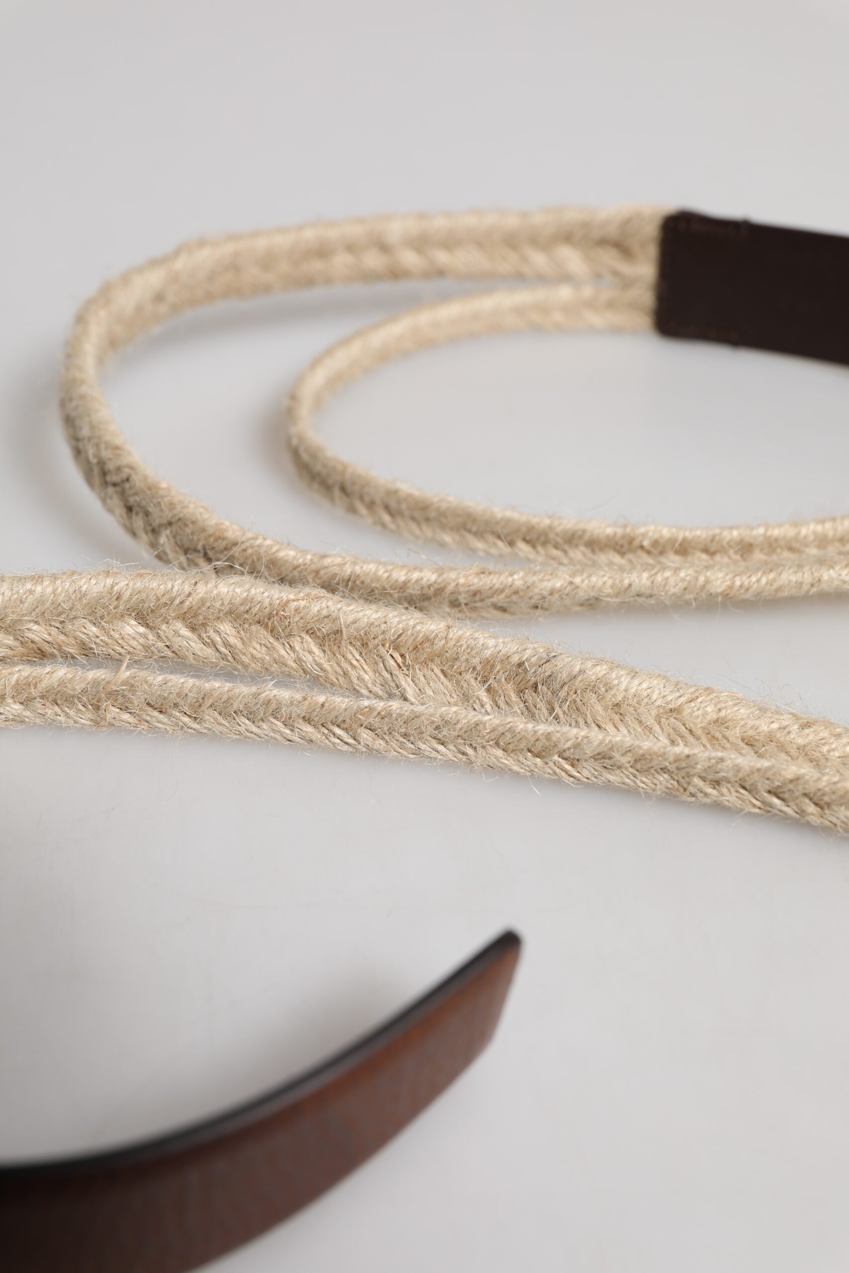 Dolce & Gabbana Brown Jute Leather Woven Metal Buckle Belt - ClickThatClicks 
