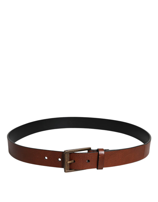Dolce & Gabbana Brown Calf Leather Classic Metal Buckle Belt - ClickThatClicks 