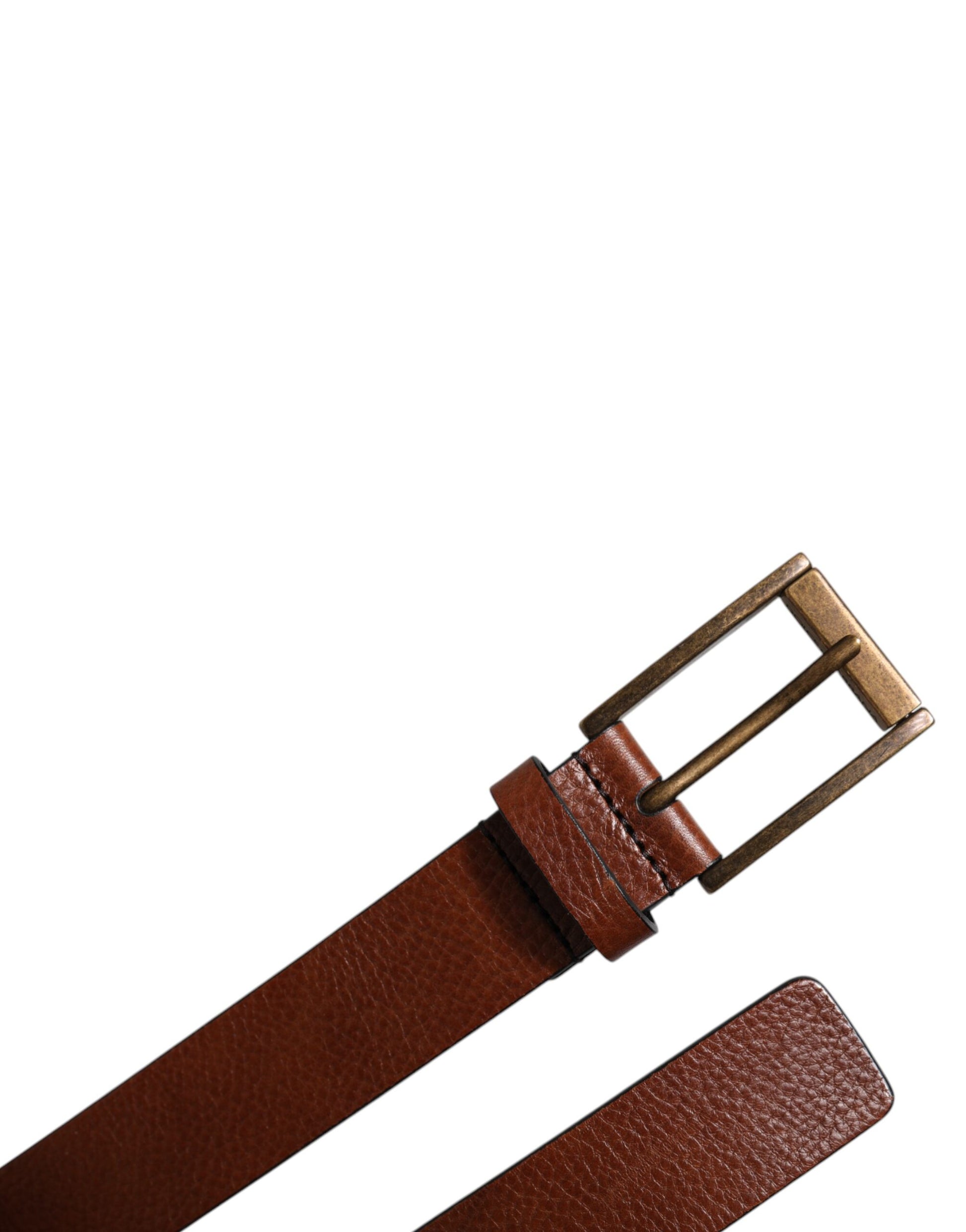 Dolce & Gabbana Brown Calf Leather Classic Metal Buckle Belt - ClickThatClicks 