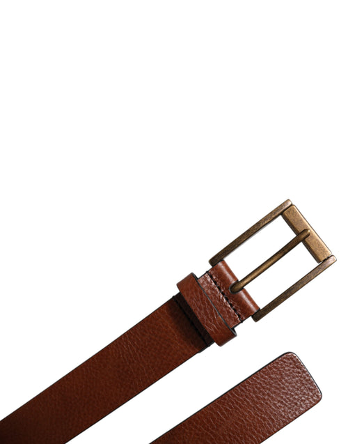 Dolce & Gabbana Brown Calf Leather Classic Metal Buckle Belt - ClickThatClicks 