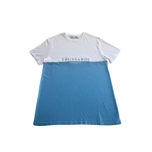 Trussardi Beachwear Light Blue Cotton Men T-Shirt - ClickThatClicks 