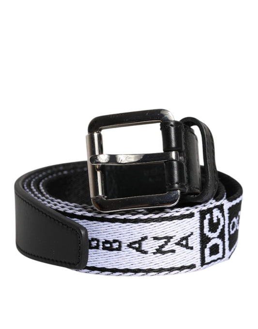 Dolce & Gabbana Black White Printed Metal Logo Buckle Belt - ClickThatClicks 