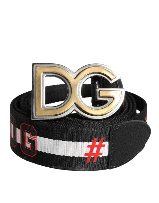 Dolce & Gabbana Black White Printed Metal Logo Buckle Belt - ClickThatClicks 