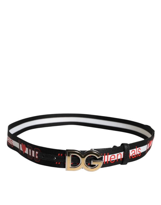 Dolce & Gabbana Black White Printed Metal Logo Buckle Belt - ClickThatClicks 