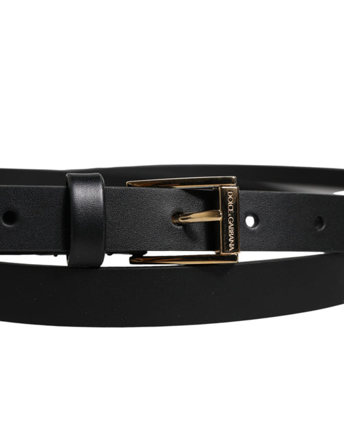 Dolce & Gabbana Black Calfskin Classic Metal Logo Buckle Belt - ClickThatClicks 