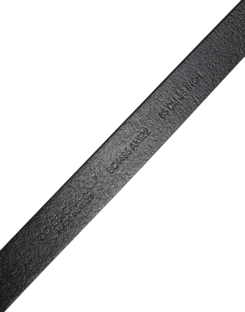 Dolce & Gabbana Black Calfskin Classic Metal Logo Buckle Belt - ClickThatClicks 