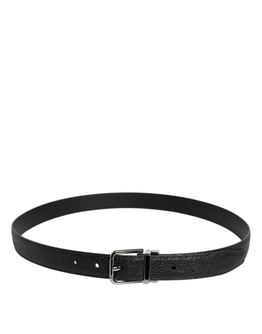 Dolce & Gabbana Black Calf Leather Classic Metal Buckle Belt - ClickThatClicks 