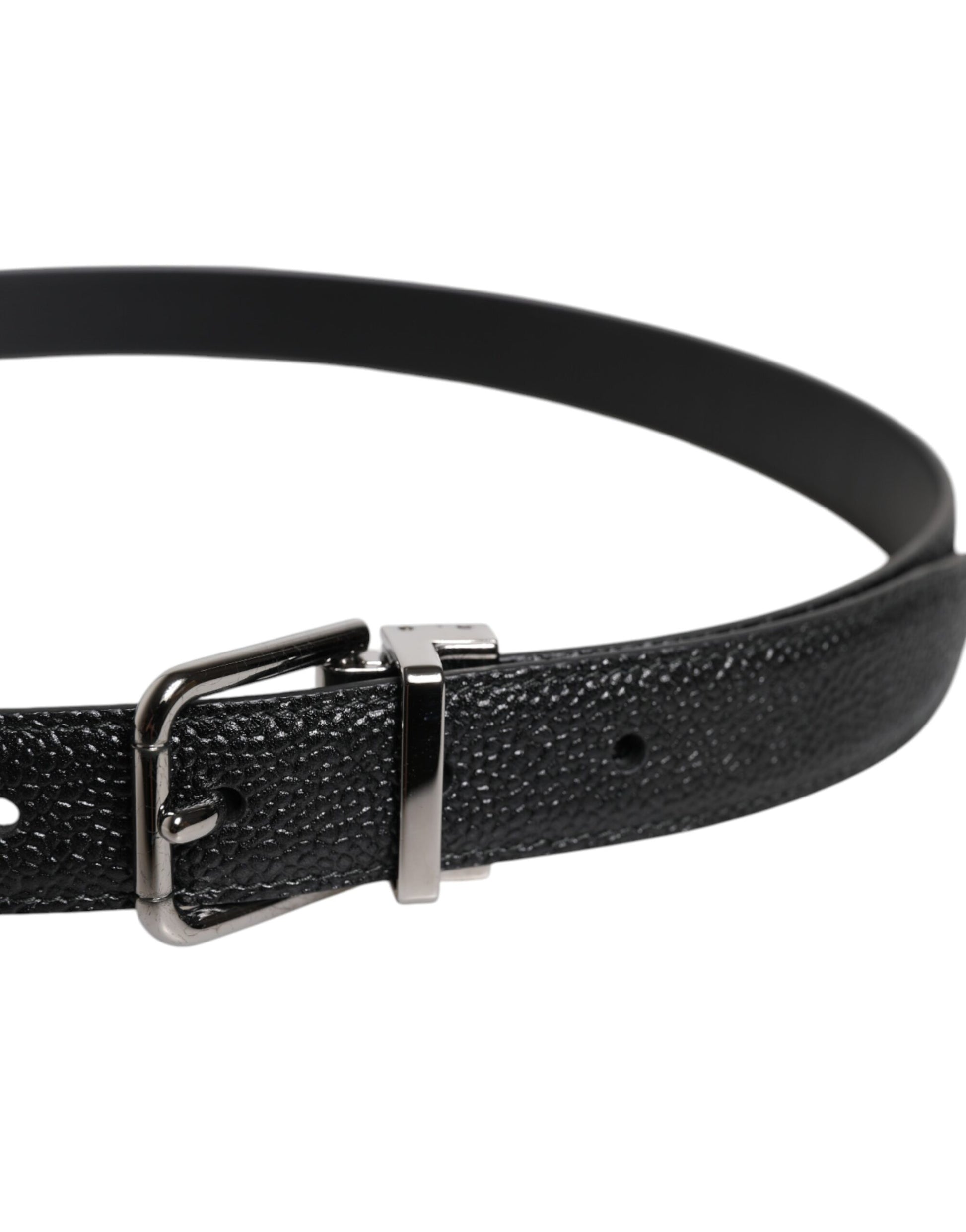 Dolce & Gabbana Black Calf Leather Classic Metal Buckle Belt - ClickThatClicks 