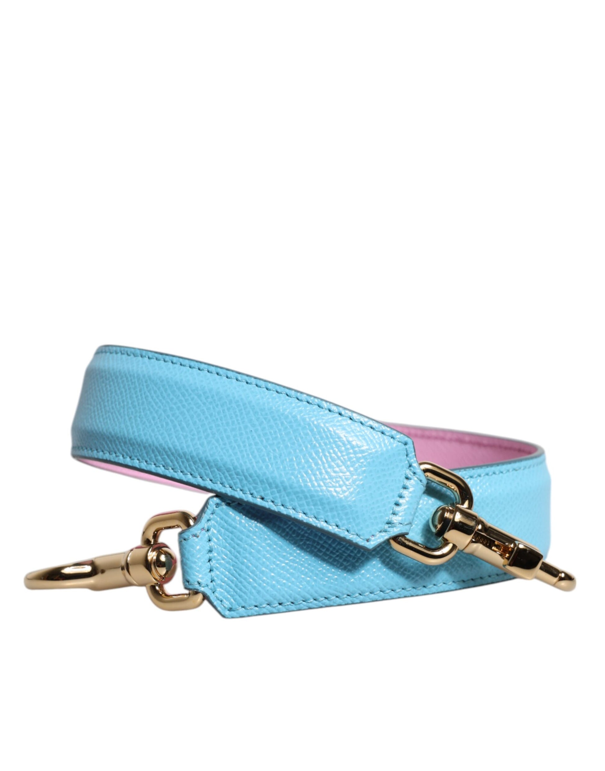 Dolce & Gabbana Pink Blue Leather Handle Bag Shoulder Strap - ClickThatClicks 