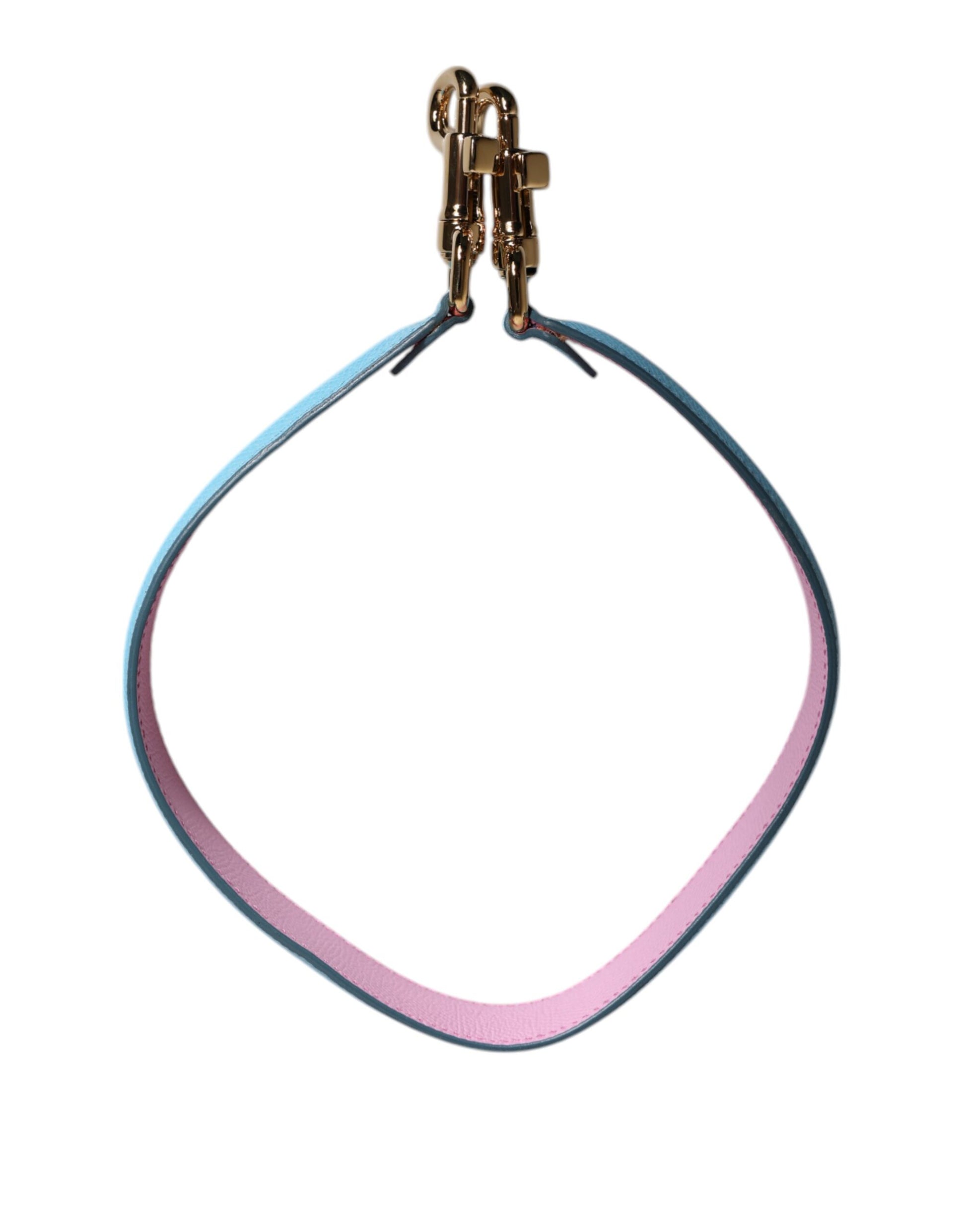 Dolce & Gabbana Pink Blue Leather Handle Bag Shoulder Strap - ClickThatClicks 