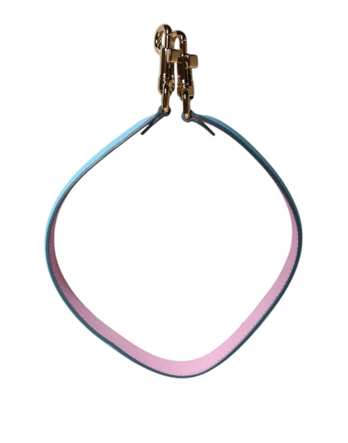 Dolce & Gabbana Pink Blue Leather Handle Bag Shoulder Strap - ClickThatClicks 