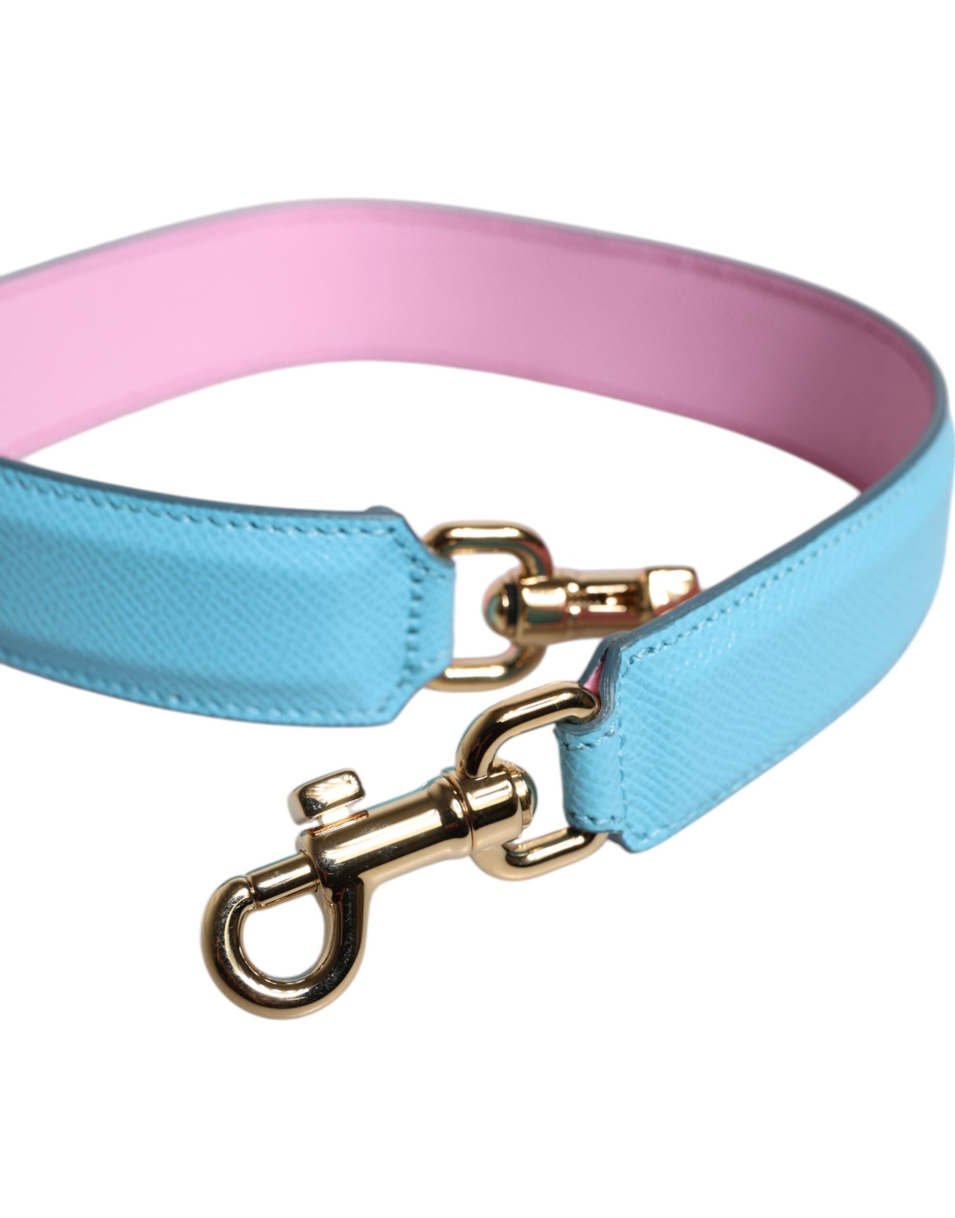 Dolce & Gabbana Pink Blue Leather Handle Bag Shoulder Strap - ClickThatClicks 