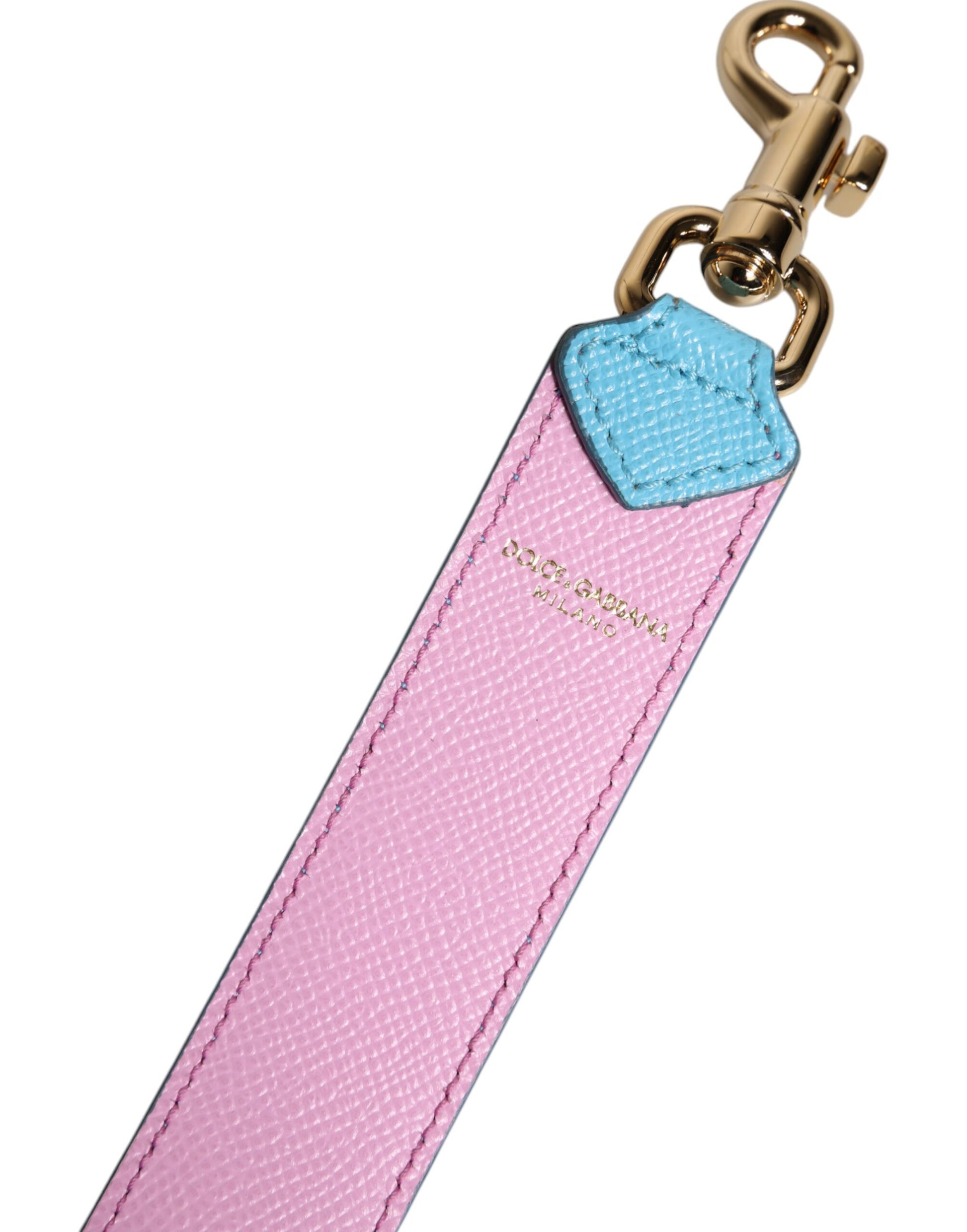 Dolce & Gabbana Pink Blue Leather Handle Bag Shoulder Strap - ClickThatClicks 
