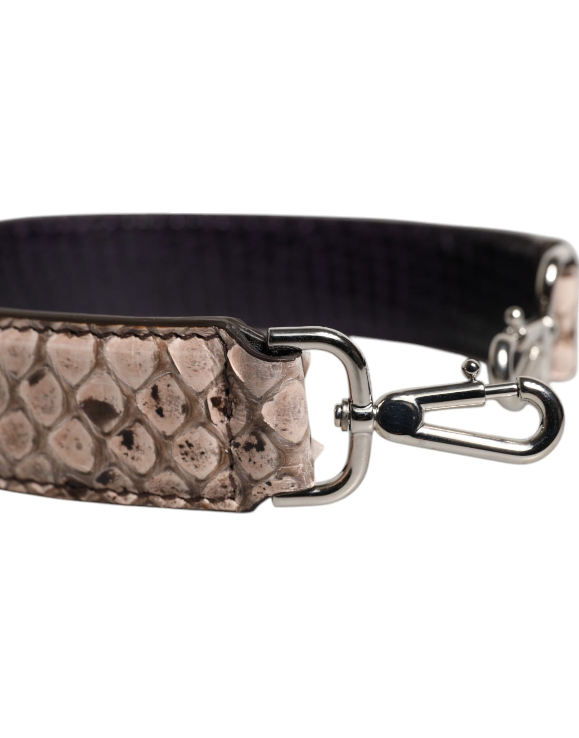 Dolce & Gabbana Black Cream Exotic Leather Bag Shoulder Strap - ClickThatClicks 