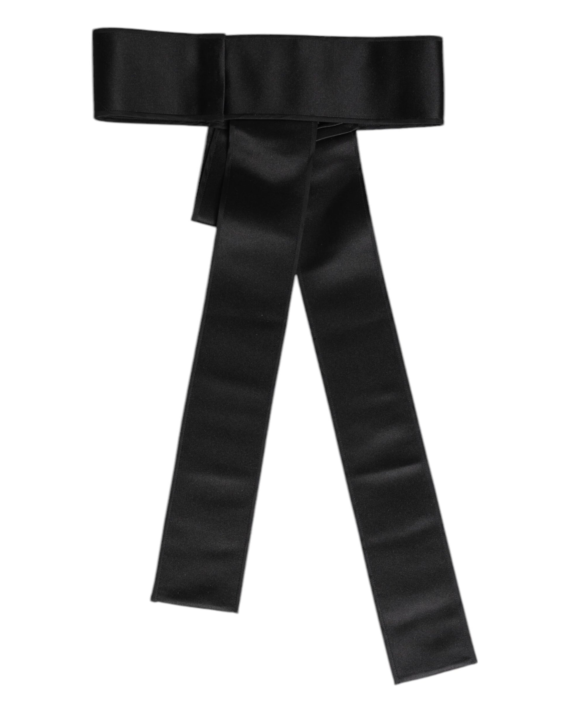 Dolce & Gabbana Black Satin Wide Waist Belt - ClickThatClicks 