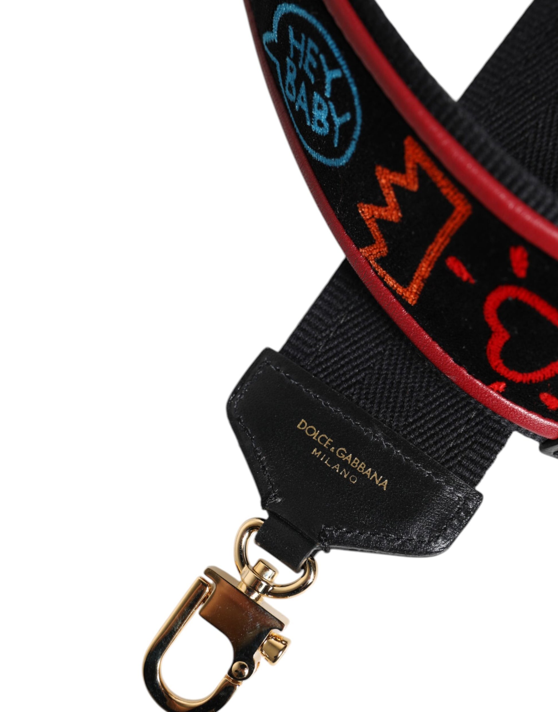 Dolce & Gabbana Black Cotton Printed Bag Shoulder Strap - ClickThatClicks 