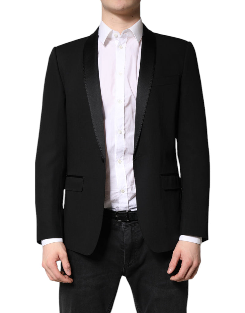 Dolce & Gabbana Black Single Breasted Men Coat MARTINI Blazer