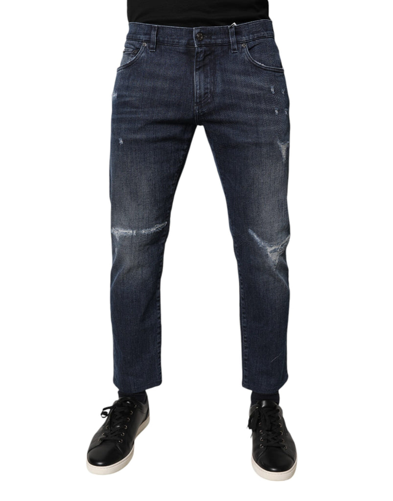 Dolce & Gabbana Blue Cotton Stretch Skinny Men Denim Jeans