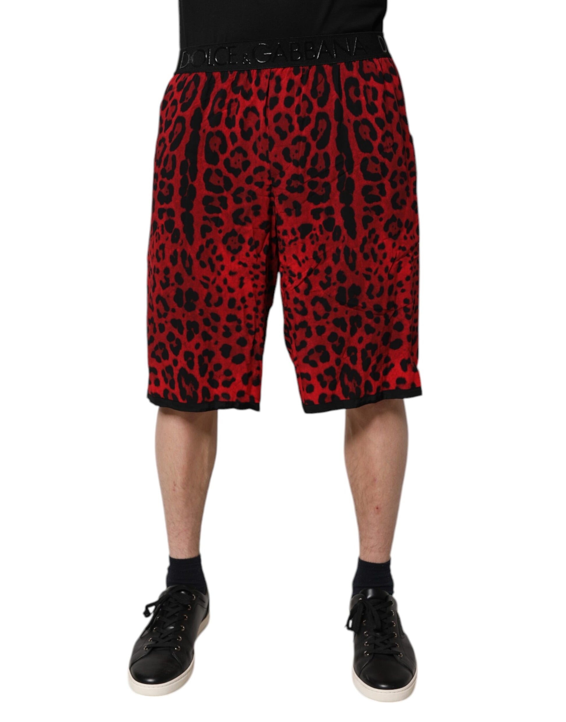 Dolce & Gabbana Red Leopard Print Viscose Bermuda Shorts - ClickThatClicks 