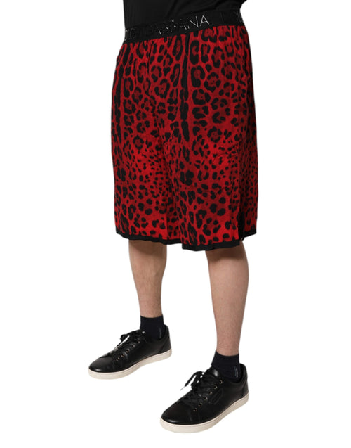 Dolce & Gabbana Red Leopard Print Viscose Bermuda Shorts - ClickThatClicks 