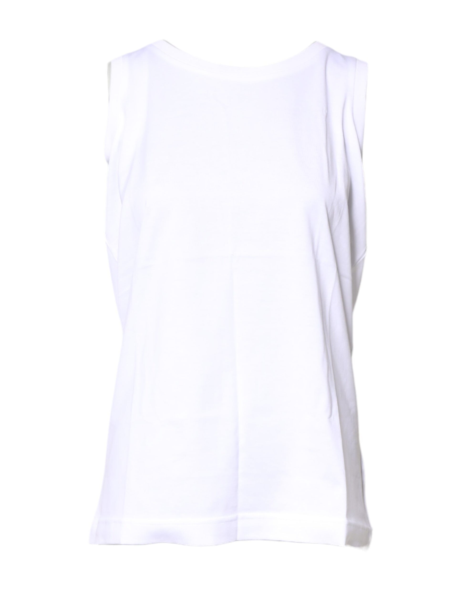 Dolce & Gabbana White Cotton Sleeveless Crew Neck T-shirt - ClickThatClicks 