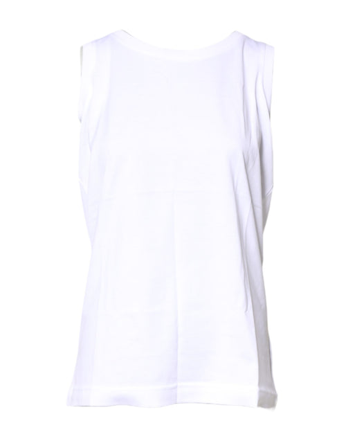 Dolce & Gabbana White Cotton Sleeveless Crew Neck T-shirt - ClickThatClicks 