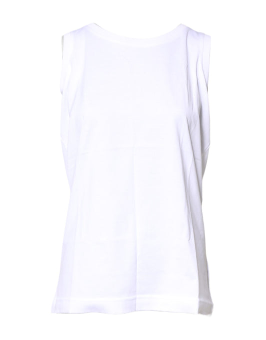 Dolce & Gabbana White Cotton Sleeveless Crew Neck T-shirt - ClickThatClicks 