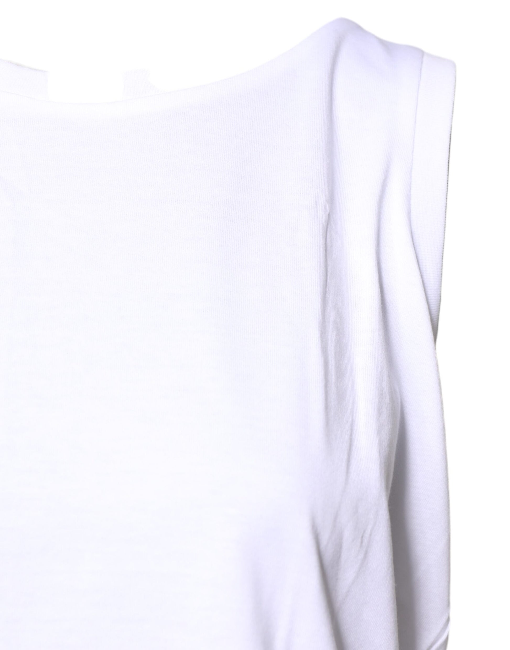 Dolce & Gabbana White Cotton Sleeveless Crew Neck T-shirt - ClickThatClicks 