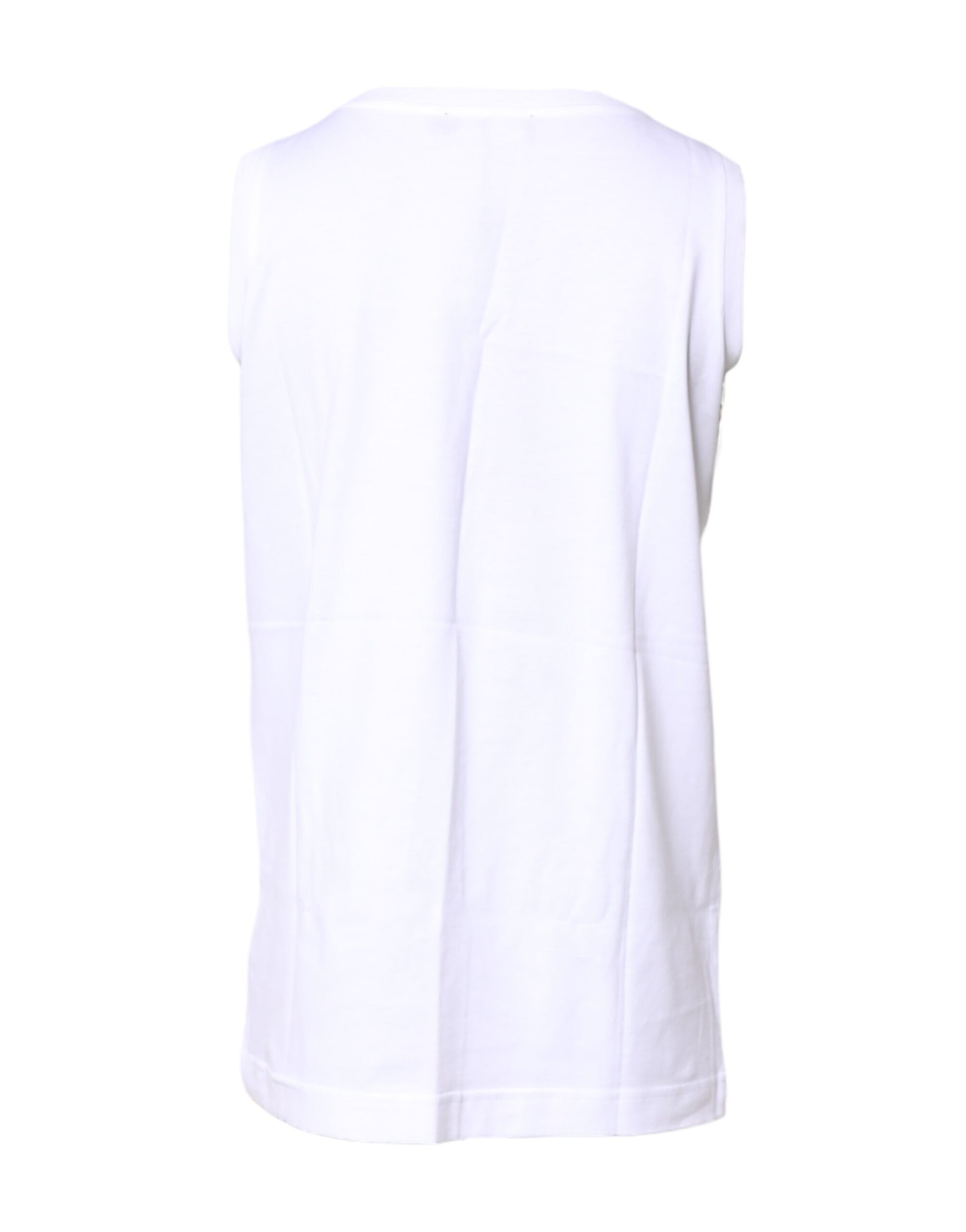 Dolce & Gabbana White Cotton Sleeveless Crew Neck T-shirt - ClickThatClicks 