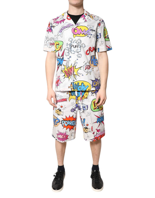 Dolce & Gabbana White Cartoon Print Cotton Men Pajama Set Sleepwear - ClickThatClicks 