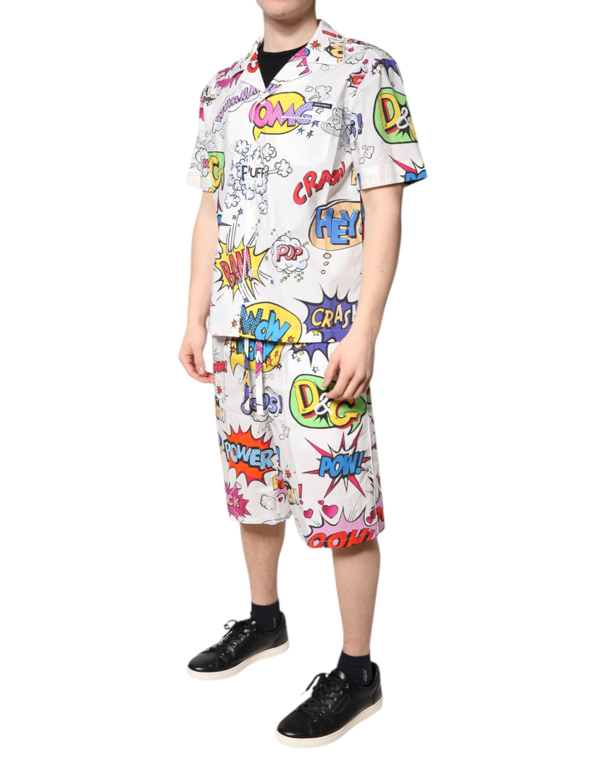 Dolce & Gabbana White Cartoon Print Cotton Men Pajama Set Sleepwear - ClickThatClicks 