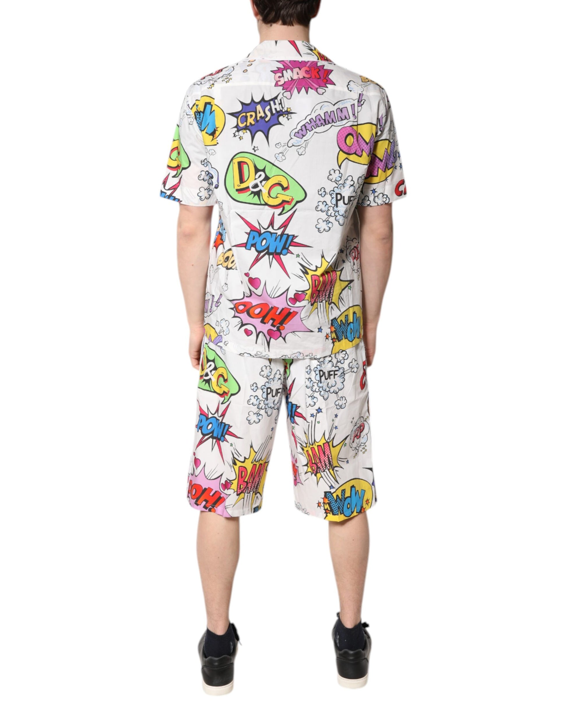 Dolce & Gabbana White Cartoon Print Cotton Men Pajama Set Sleepwear - ClickThatClicks 