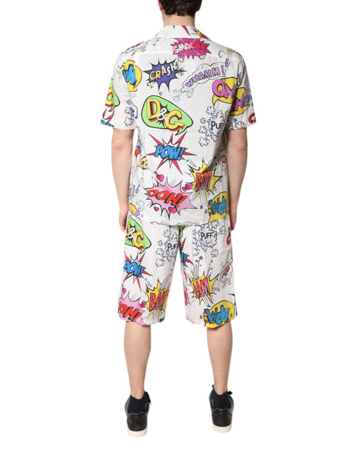 Dolce & Gabbana White Cartoon Print Cotton Men Pajama Set Sleepwear - ClickThatClicks 