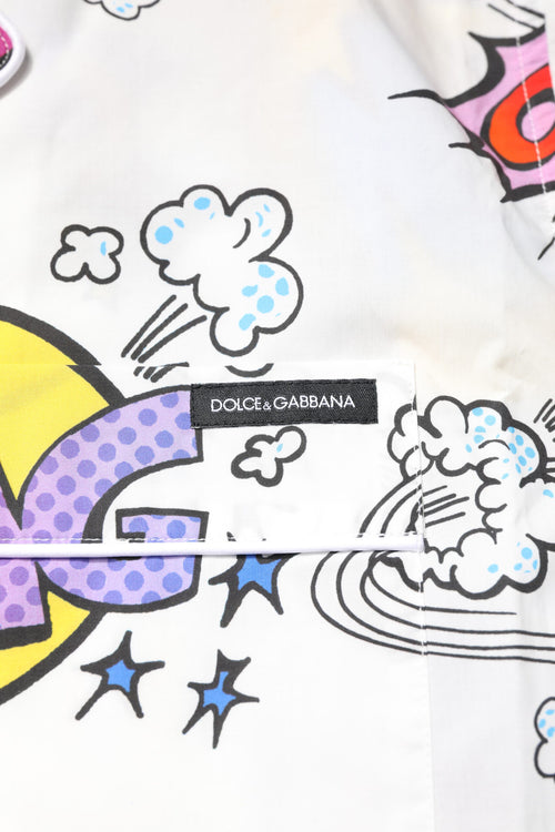 Dolce & Gabbana White Cartoon Print Cotton Men Pajama Set Sleepwear - ClickThatClicks 