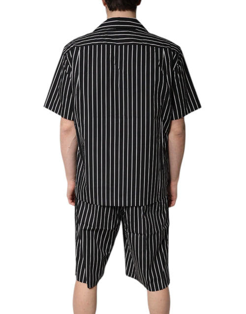 Dolce & Gabbana Black White Stripes Cotton Men Pajama Set Sleepwear - ClickThatClicks 