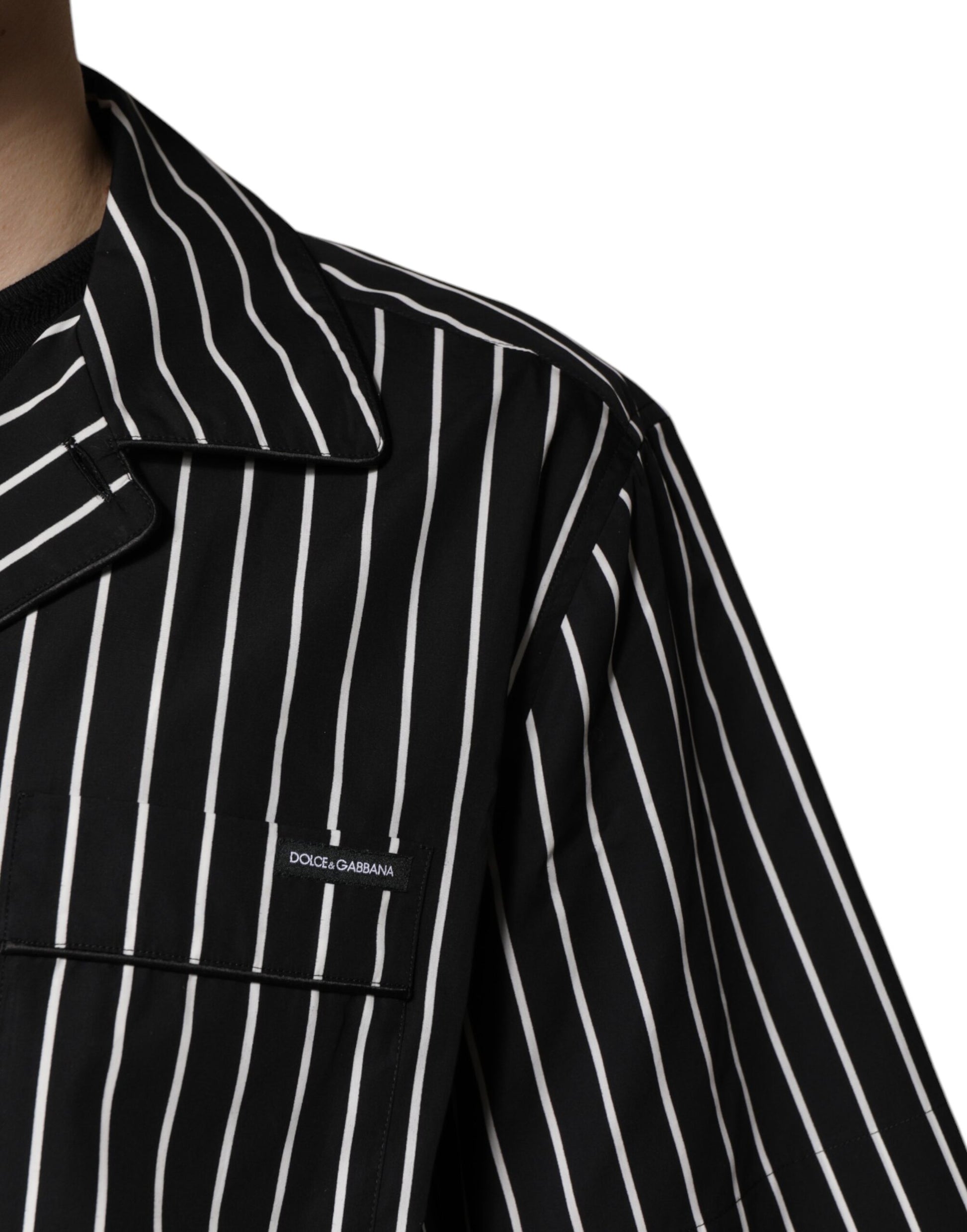 Dolce & Gabbana Black White Stripes Cotton Men Pajama Set Sleepwear - ClickThatClicks 