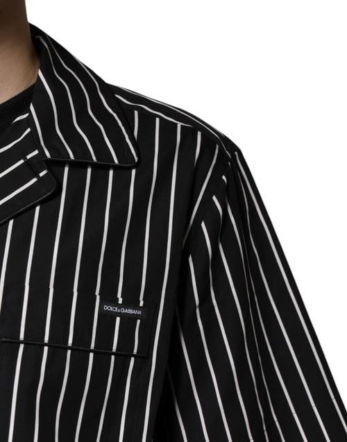 Dolce & Gabbana Black White Stripes Cotton Men Pajama Set Sleepwear - ClickThatClicks 